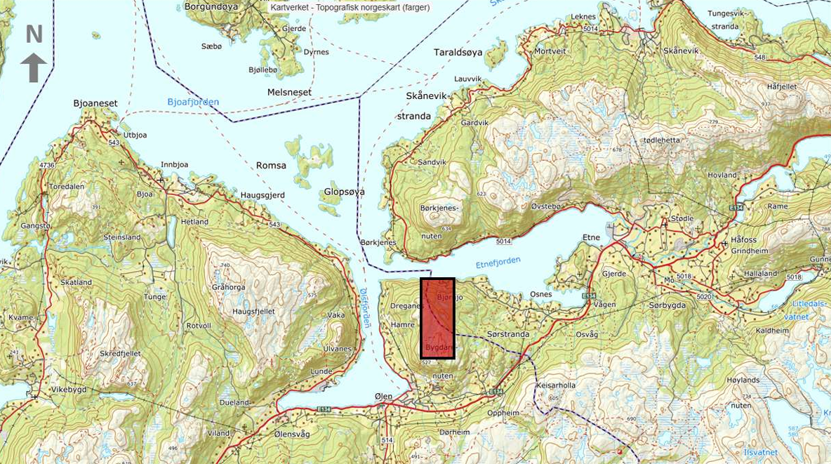 Kart over kraftområdet - Klikk for stort bilde